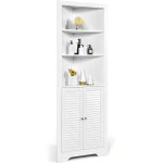 Meuble de salle de bain d'angle, colonne salle de bain haute avec 3 compartiments ouvertes avec 1 panneau ... Meuble de salle de bain d'angle, colonne salle de bain haute avec 3 compartiments ouvertes avec 1 panneau ...