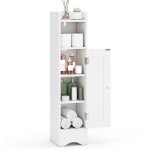 Meuble de salle de bain, armoire d?angle avec porte & tagres rglables, meuble de rangement pour papier ...
