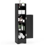 Meuble de salle de bain, armoire d?angle avec porte & tagres rglables, meuble de rangement pour papier ...
