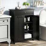 Meuble salle de bain, armoire de rangement avec 1 tiroir & 2 portes & �tag�re r�glablecommode avec dispositif ...