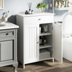 Meuble salle de bain, armoire de rangement avec 1 tiroir & 2 portes & Étagère réglablecommode avec dispositif ... Meuble salle de bain, armoire de rangement avec 1 tiroir & 2 portes & Étagère réglablecommode avec dispositif ...