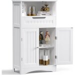 Bealife - meuble salle de bain meuble bas de salle de bain sur pied meuble de rangement 4 niveaux 2 portes ...