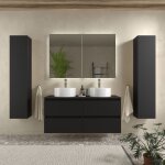 Meuble de salle de bain bequia 120cm noir mat avec plan toilette (vasque non incluse)