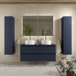 Meuble de salle de bain bequia 140cm bleu mat avec plan toilette (vasque non incluse)
