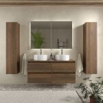 Meuble de salle de bain bequia 140cm noyer avec plan toilette (vasque non incluse)