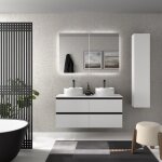 Meuble de salle de bain bequia metal 140cm blanc mat avec plan toilette (vasque non incluse)
