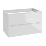 Meuble de salle de bain, blanc, 60x50, suspendu, avec plan de toilette pour lavabo, commode modus