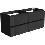 Meuble de salle de bain brillant 120cm avec 4 tiroirs, meuble sans vasque, noir