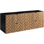 Meuble de salle de bain, ch�ne artisanal dor�, 160 � 57 � 46 cm, poign�es noires