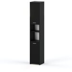 Meuble de salle de bain - colonne noire - 6 tagres - design loft moderne et lgant