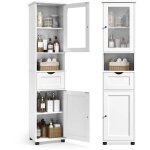 Meuble salle de bain colonne rangement 30 x 40 x 165 cm avec �tag�res r�glables placards � porte tiroir ...