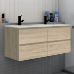 Meuble de salle de bain double vasque 120 cm, 120 cm meuble bois clair avec lavabo c�ramique meuble 4 ...