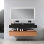 Meuble salle de bain double vasque noire rosa 140 cm + miroir Meuble salle de bain double vasque noire rosa 140 cm + miroir