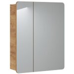 Meuble salle de bain erbano ? chne clair ? 60x75 cm ? 2 portes avec miroirs ?  suspendre
