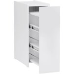 Meuble de salle de bain �troit � roulettes, tiroirs 3 compartiments, niche, blanc 47x25x66, 5cm, id�al ...