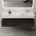 Mai&mai - meuble de salle de bain gris fonc� avec lavabo meuble sous vasque 150x48x25cm meuble suspendu ...
