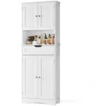 Meuble de salle de bain haut bealife armoire de rangement colonne avec 1 tiroir 2 �tag�res et 4 portes ...
