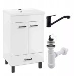 Meuble de salle de bain avec lavabo - 50x40 cm - blanc brillant - �l�gant et pratique