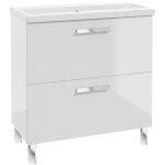 Stamar - meuble de salle de bain avec lavabo - 80 cm - blanc brillant - 2 tiroirs - design �l�gant