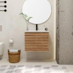 Uev - meuble salle de bain, avec lavabo en c�ramique, lavabo suspendu 60cm, 2 tiroirs avec syst�me de ...