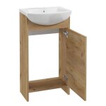 Meuble sous vasque simple ch�ne dor� 45 cm ? lavabo c�ramique facile � nettoyer ? r�sistant � l'humidit� ...