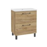 Meuble de salle de bain avec lavabo, robinet et siphon 80x80cm ch�ne debout craft cassandra