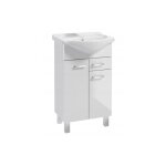 Meuble de salle de bain avec lavabo sur pieds 85x55 blanc mea avec robinet chrom allong