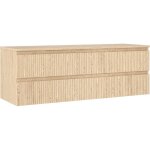 Meuble salle de bain mexen rivel sous vasque 140 cm avec plateau, 2 tiroirs, rainur�, ch�ne - 91a20 - ...