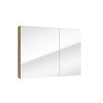 Meuble de salle de bain avec miroir 80 cm evoque ch�ne et �tag�res en verre rietti