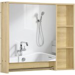 Meuble salle de bain avec miroir, armoire murale avec porte - serviettes, 3 niches, placard et �tag�re ...