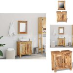 Meuble de salle de bain avec miroir bois massif de manguier - ensemble de meubles de salle de bain - ...