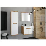 Meuble de salle de bain miroir suspendu blanc brillant 60x50 cm ronda