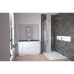 Zen - meuble salle de bain  poser palermo - 120cm - laqu blanc - plan vasque noir - ondee