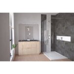 Ondee zen - meuble salle de bain à poser palermo - 120cm - mélaminé bois - plan vasque noir Ondee zen - meuble salle de bain à poser palermo - 120cm - mélaminé bois - plan vasque noir