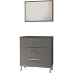 Zen - meuble salle de bain à poser pallas - 80cm - gris - plan vasque noir - ondee Zen - meuble salle de bain à poser pallas - 80cm - gris - plan vasque noir - ondee