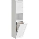 Meuble de salle de bain panier � linge placard de rangement haut sac int�rieur amovible avec poign�es ...