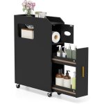 Meuble de salle de bain, petit armoire de toilette rangement �troit roulant avec porte - papier, porte ...