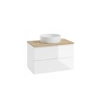 Meuble de salle de bain avec plan de toilette 80x50 cm suspendu blanc brillant modus