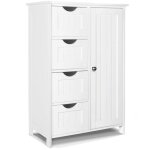 Vounot® meuble bas de salle de bain 55x30x82cm - armoire de rangement avec 4 tiroirs, 1 porte, 1 étagère ... Vounot® meuble bas de salle de bain 55x30x82cm - armoire de rangement avec 4 tiroirs, 1 porte, 1 étagère ...