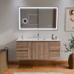 Meuble salle de bain rapha 120 cm vasque centr�e + miroir led cara dor�