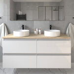 Meuble de salle de bain sans miroir avec vasques ronde - blanc - balea - 120cm Meuble de salle de bain sans miroir avec vasques ronde - blanc - balea - 120cm
