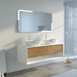 Distribain - meuble de salle de bain sanza 1400 blanc et bois naturel