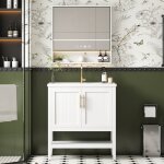 Modfu - meuble de salle de bain simple vasque 80 cm avec meuble sous - vasque et lavabo en cramique ...