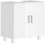 Meuble de salle de bain sous vasque 2 portes avec �tag�re, commode salle de bain avec poign�e et pieds ...