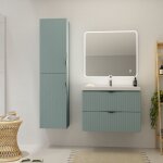 Meuble salle de bain stri - 80 cm - avec plan vasque - vert fjord mat -  suspendre - tirso