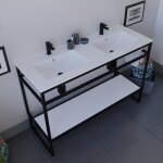 Meuble salle de bain structura 120 cm avec plan double vasque - cramique - blanc