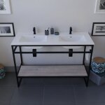 Meuble salle de bain structura 120 cm avec plan double vasque - cramique - bois