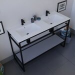 Meuble salle de bain structura 120 cm avec plan double vasque - cramique - gris
