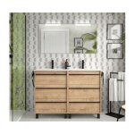 Abitare - meuble de salle de bain sur pied de 120 cm en chêne ostippo avec vasque à poser en porcelaine ... Abitare - meuble de salle de bain sur pied de 120 cm en chêne ostippo avec vasque à poser en porcelaine ...