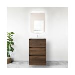 Meuble de salle de bain sur pied 60 cm en bois de noyer maya avec lavabo en porcelaine - nova - avec ...